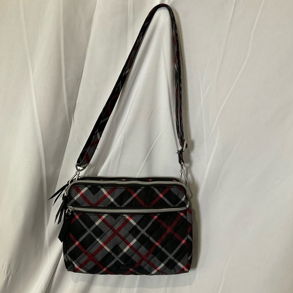 Vera Bradley Women’s Black/Red/Gray/White Plaid Crossbody Purse - Picture 6 of 12